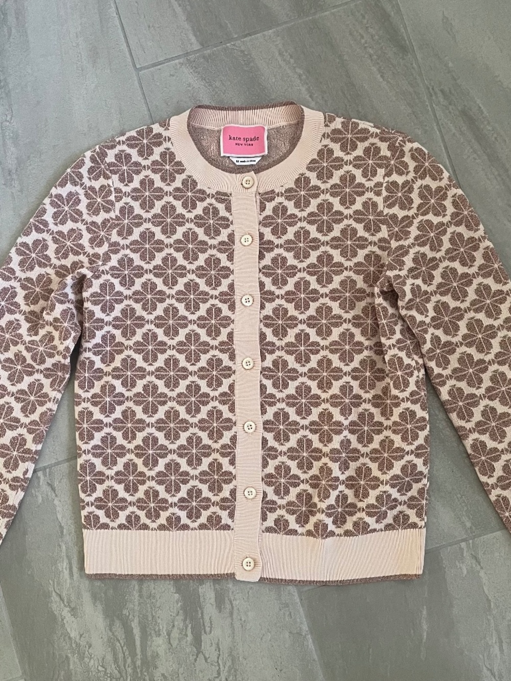 Kate Spade Pink Clover Sparkle Cardigan